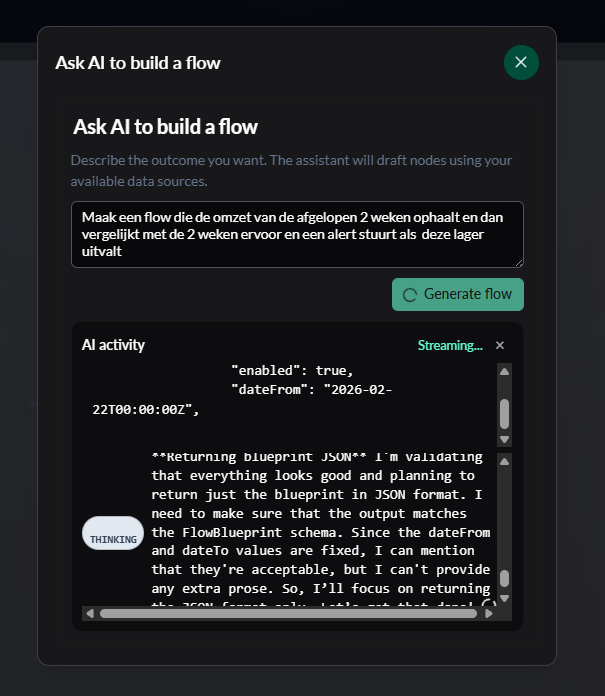 Autoflow canvas met blocks voor automatiseringen