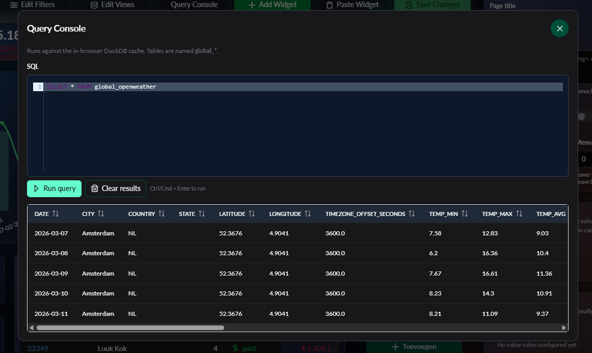 Queryconsole voor SQL-validatie en data controle